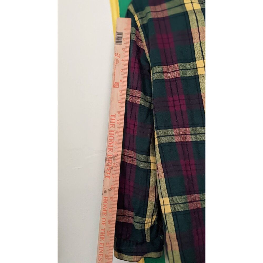 LL Bean Yellow Green Red plaid flannel Men's slightly fitted M-REG